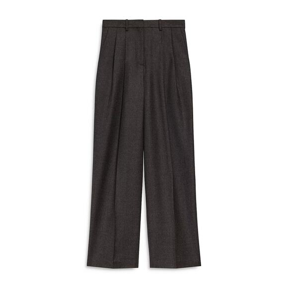 THEORY Double Pleat Pant In Sleek Flannel Trouser - 00 New Charcoal